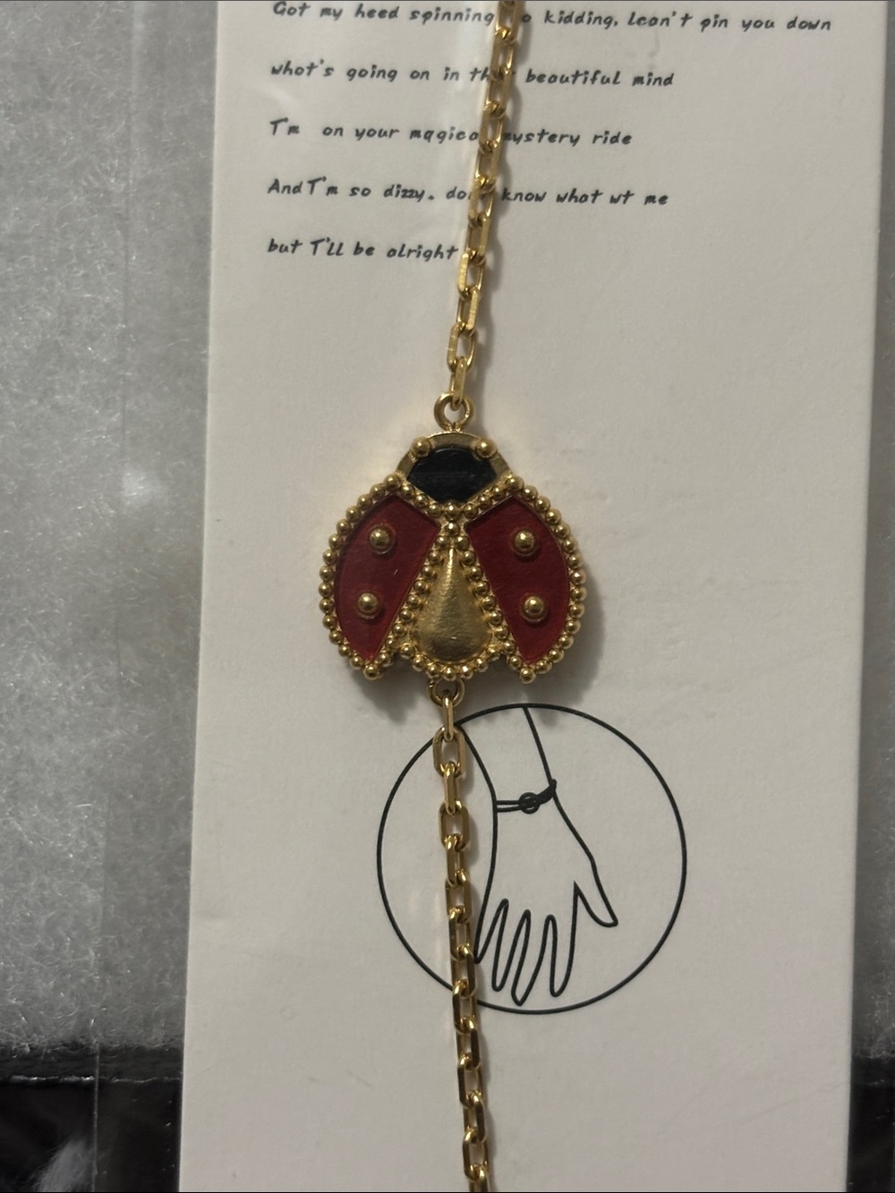 Gold Ladybug Pendant Bracelet